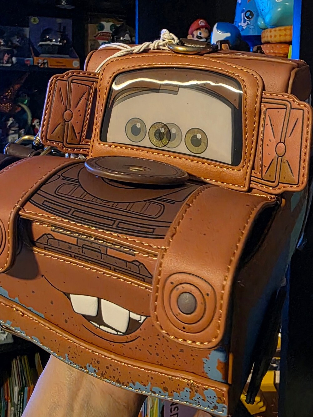 Loungefly Disney Pixar Cars 20th Anniversary Mater Figural Crossbody Bag - Picture 6 of 10